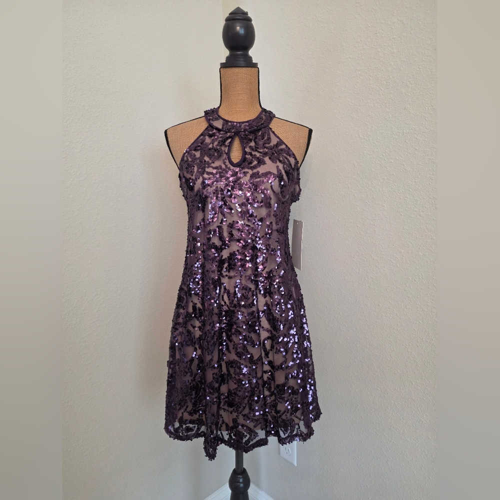 Honey and Rosie Sparkling Purple Mini Dress
